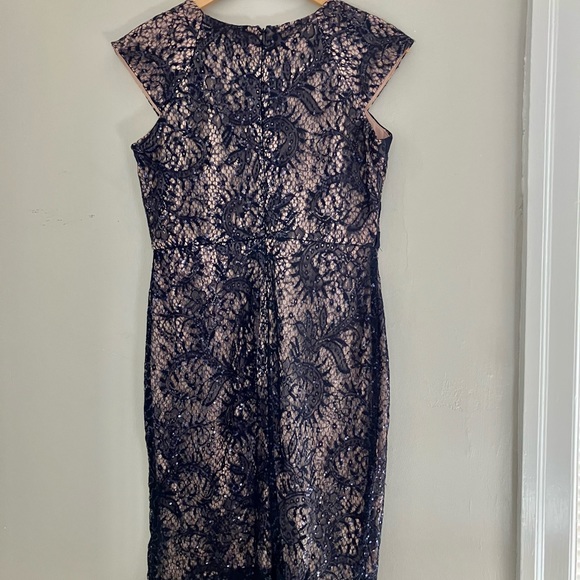 Nightway Collections Navy Sequin Cap Sleeve Dress Size 6P - Picture 5 of 7